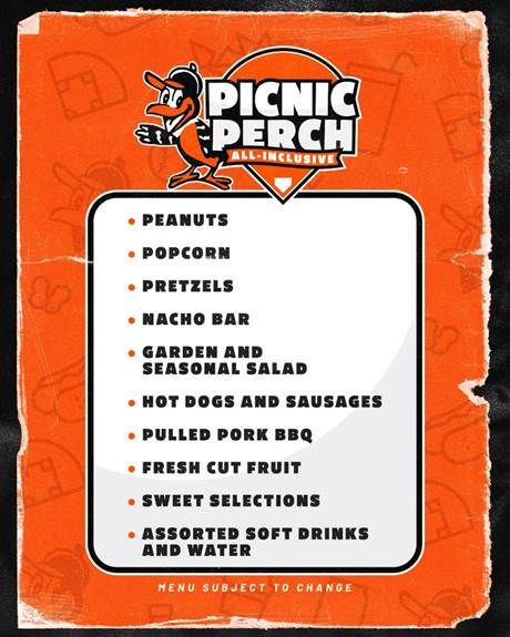 Orioles menu
